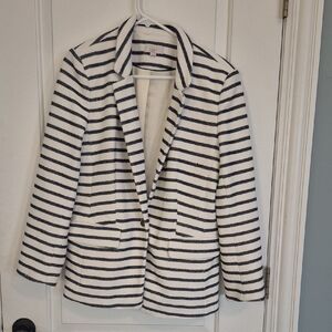 LOFT Black and White Striped Blazer